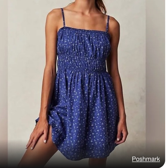 Free People Dresses & Skirts - Free People Gabby Party All Night Long Mini Dress Blue Size M New Without Tags
